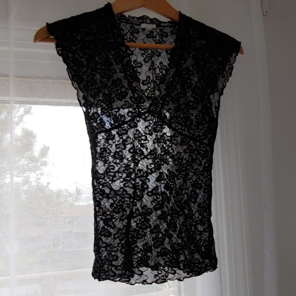 Black & Silver See Through top